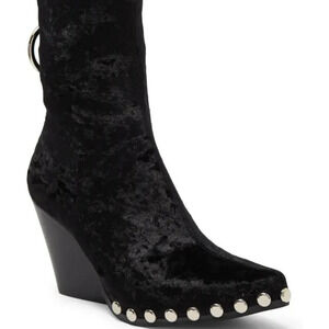 Jeffrey Campbell Walton Studded Bootie in Black Velvet Silver. Sz: 5.5